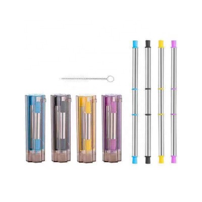 Detachable Stainless Steel Colorful Drinking Straw Collapsible Straw with Silicone Tip