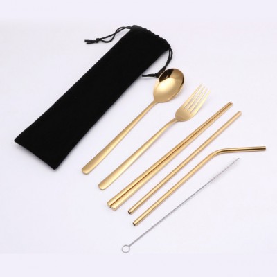 Stainless steel chopsticks/spoon/fork/straw portable cutlery set for travel