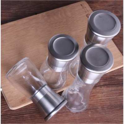 wholesale stainless steel glass manual salt and pepper grinder