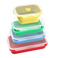 Silicone Food Storage Containers with BPA Free Airtight Plastic Lids